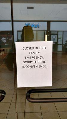 The whole business seems to have disappeared.  I don't know what kind of "family emergency" requires you to take everything.