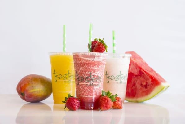 In addition to tea, we offer crushed iced lemonade drinks. Made with all natural, blended fruit. Absolutely refreshing!