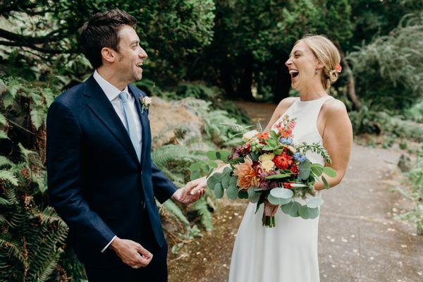 Rainier Chapter House wedding by New Creations Weddings. Floral by Juniper Floral Photo by David Cho Photography