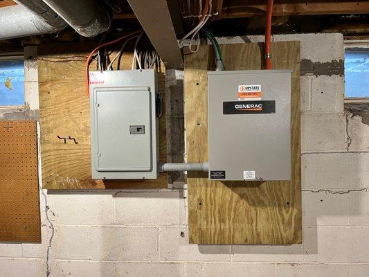 100amp Automatic transfer switch installed in basement.