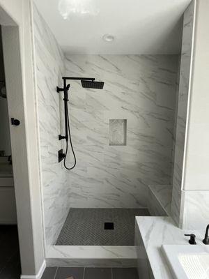 Master shower custom tile