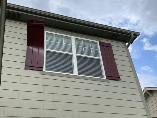 Exterior shutter on street facing. Only a few months installed.