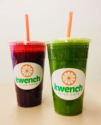 Lifeblood juice on the left and Namaste smoothie on the right.