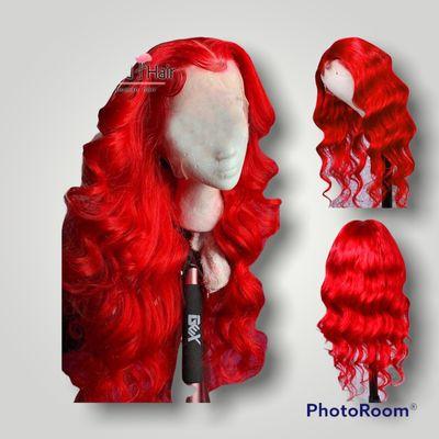 Red Body Wave Lace Front Wig  www.kissntellboutiques.com