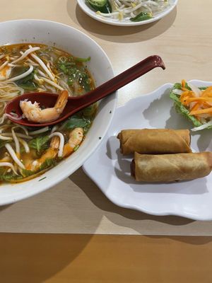 Shrimp Pho & Vegetarian Egg Rolls