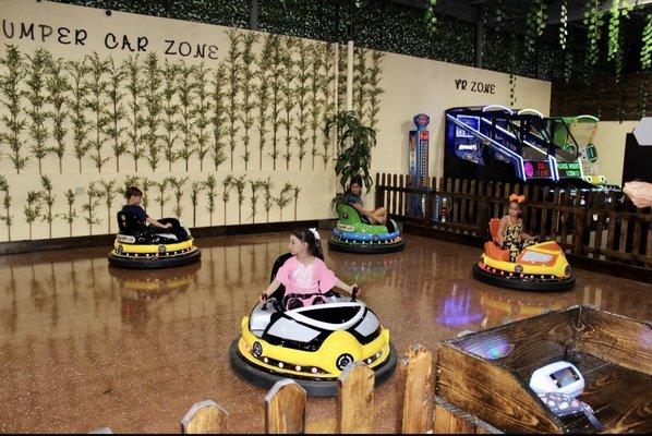 Kids having fun riding Bumper cars at Fun Zone