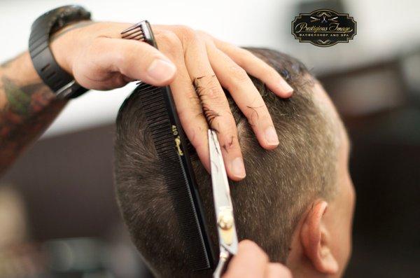 Your barber doesn't use scissors? Come to a barbershop with experienced/ trained professionals!