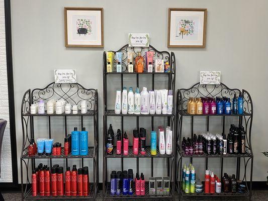 We offer Olaplex, Redken, Matrix, Big Sexy Hair and more for your haircare needs. All haircare products Buy One, Get One 50% off.