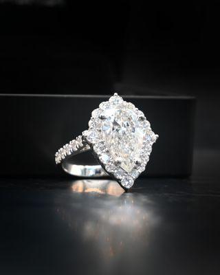 Pear Shaped Custom Diamond Engagement Ring