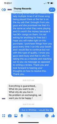 Messages from me and seller