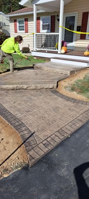 Stamped concrete front sidewalk