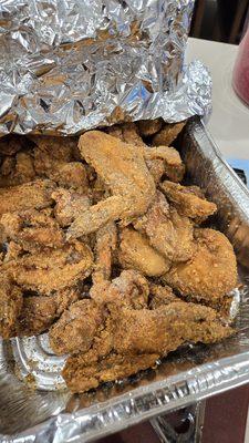 Lemon pepper wings, hot and fresh.