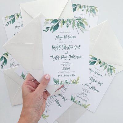 Destination wedding custom wedding invitation.