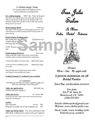 Bridal Menu page 1