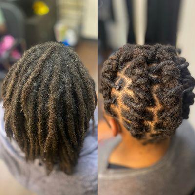 Medium Length - loc wash, retwist, style