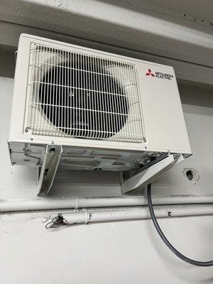 Mitsubishi ductless system installation.