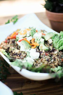 Black bean and quinoa in cilantro lime + avocado dressing