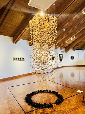 Beautiful art display showcasing fire and wood