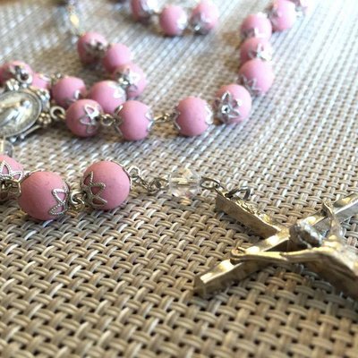 Full Rosary - This rosary was made from wedding flowers as a remembrance for the Bride and Groom.