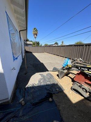 Dirt grading and base rock install ready for pavers