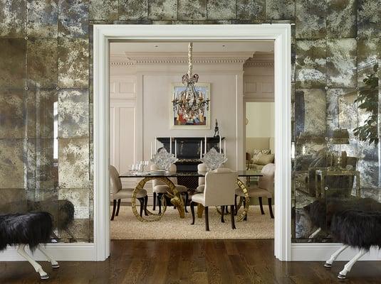 A wall of antiqued mirror panels, as seen in C Home magazine's Summer 2014 issue.

Photo credit:  Matthew Millman