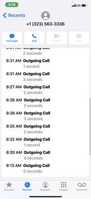 Call log. They were not there until 9:15am