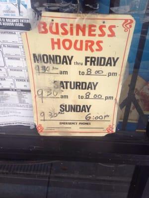 Store hours