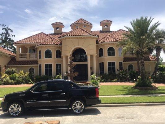 After Large tile roof cleaned in Houston Tx