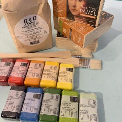 Art kits available for purchase inhouse or online - this is an encaustic starter set