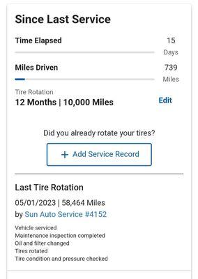 Shop reported they completed the tire rotation,  but upon inspection and asking the front desk, they DID NOT actually do a tire rotation.