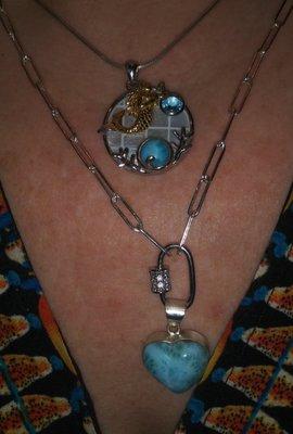 The wonderful Sterling Silver chain and carabiner were both from Bead Source.