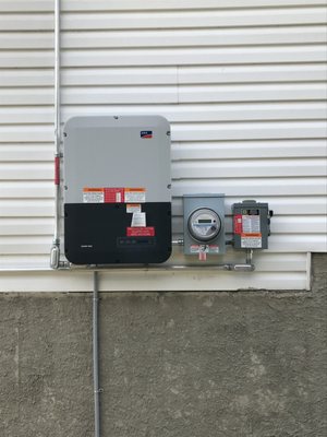 SMA inverter, Sunrun meter, and disconnect side by side