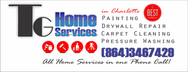 TG Home Services is Residential Interior and Exterior Painting in Charlotte, Carpet Cleaning Services, Home Pressure Washing, Drywall Sheetr