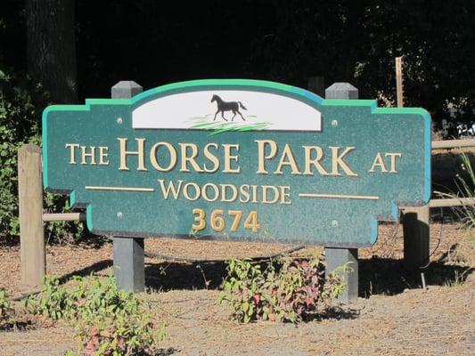 The Horse Park at Woodside Sign on Sandhill Road