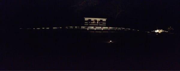 Panorama of the old bridge at Christmastime