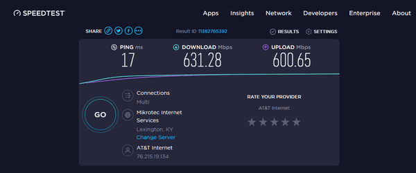 Speedtest on WiFi  connection using the AC standard.