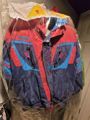 My very first ski jacket all dry cleaned and ready for the next owner.