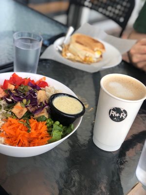 Thai crunch salad with Lavender latte