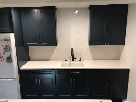 Cabinets and tile installation