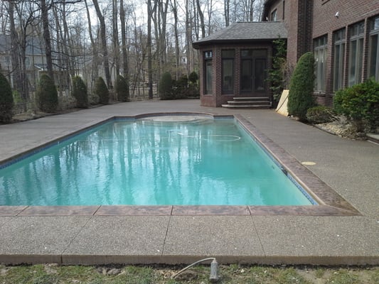 Pattern stamped pool beam and exposed aggregate pool deck 2014