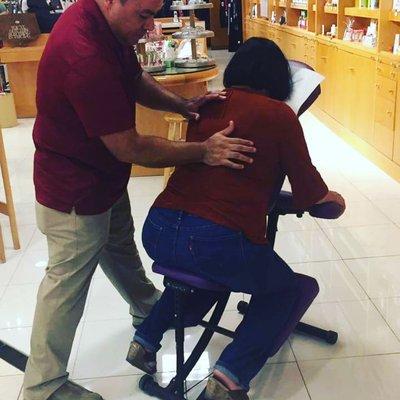 Chair Massages at Macy's fragrances event