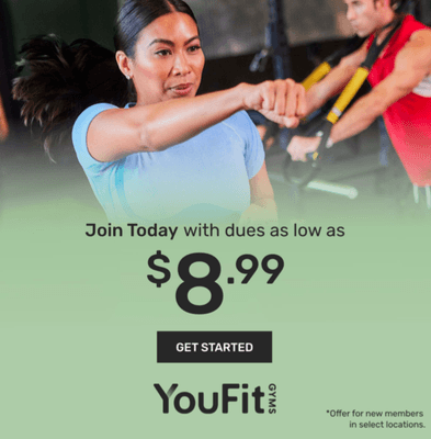 Start off 2022 the right way with YouFit! Join Today for JUST $8.99!