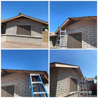 Fascia board is what ties your roof and eaves together to make a secure roof as well and a nice looking house. Here we changed 2 12 ft board