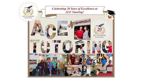 We are thrilled to announce the 20th anniversary of ACE Tutoring! Stay tuned for special events & exclusive offers. 760-599-8873.