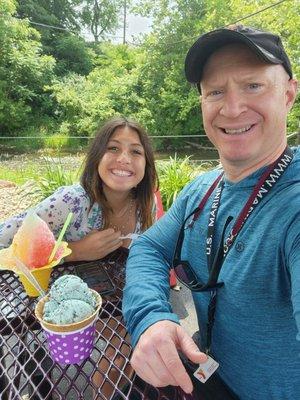 Getting ice cream at The Frozen Boulder in Yorktown after canoeing.  This is an excellent local business to support.