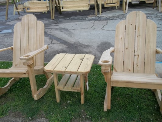 pressure treated adirondac chairs and table