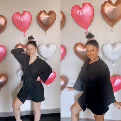 Before and after!...getting my glow on before the Phoenix open and feeling festive w/their valentines decor