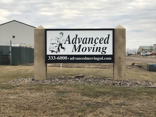 Our new Advanced Moving sign, at our new location, 27056 Kerslake Place, Tea SD 57064