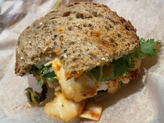 4. Kimchi, Egg, Cilantro Sandwich Breakfast