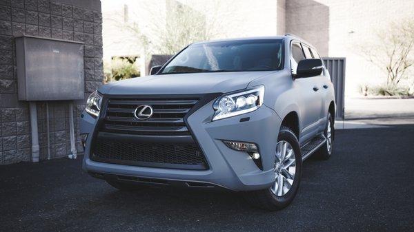 Lexus GX Wrapped in Avery Matte Grey, Matte Black Chrome Delete.